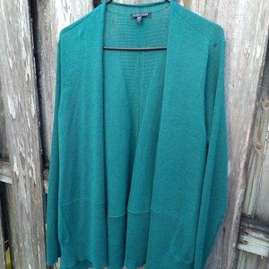 Eileen Fisher XL dark green wool cardigan sweater